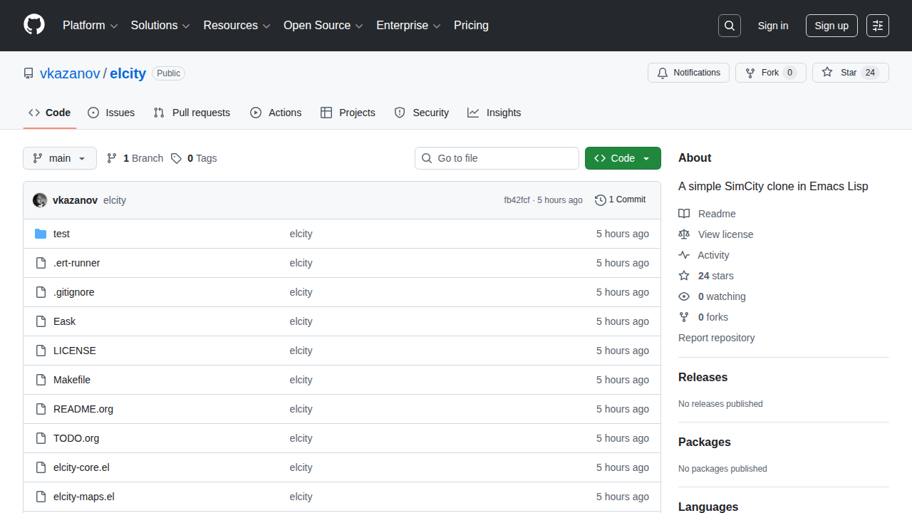 Micropolis/SimCity Clone in Emacs Lisp screenshot