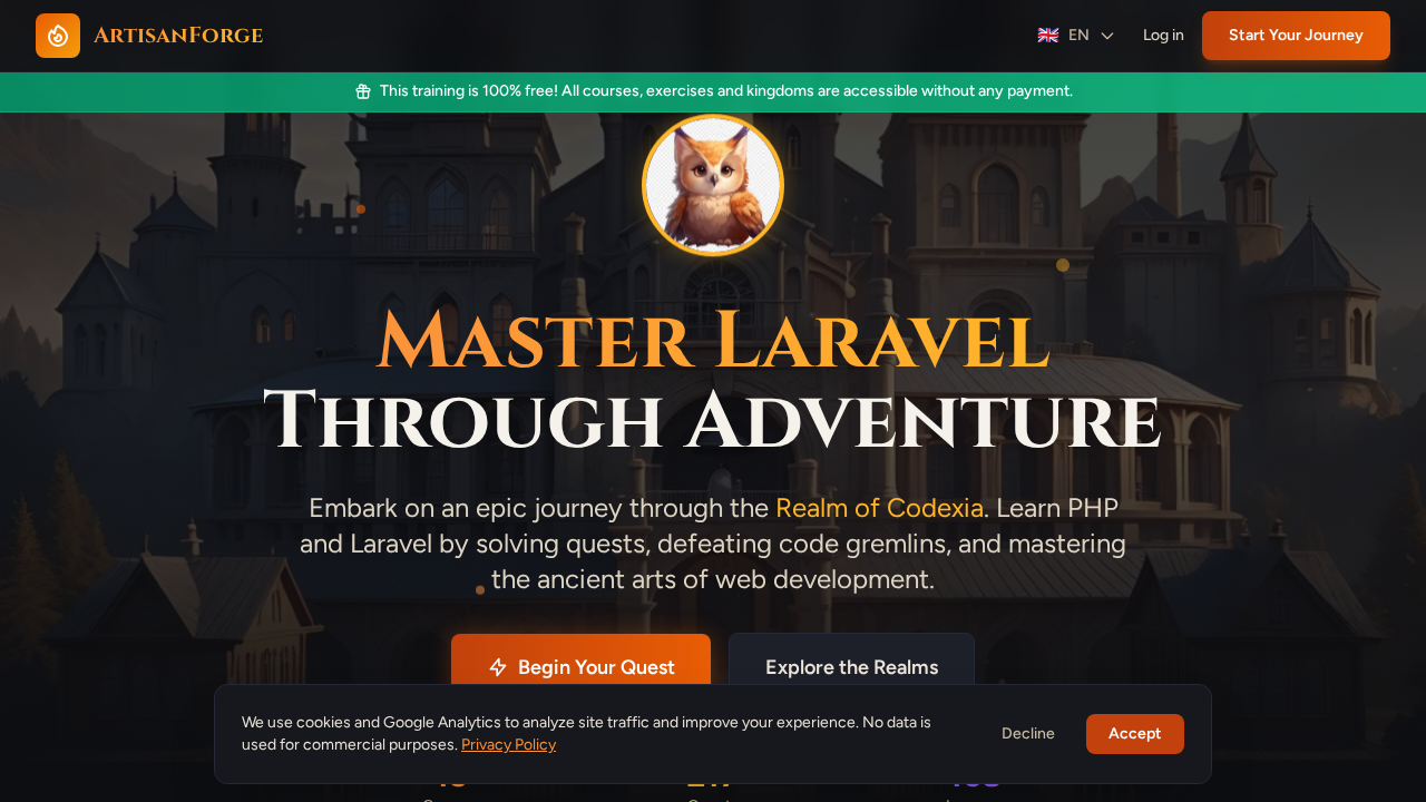 ArtisanForge: Learn Laravel an RPG adventure screenshot