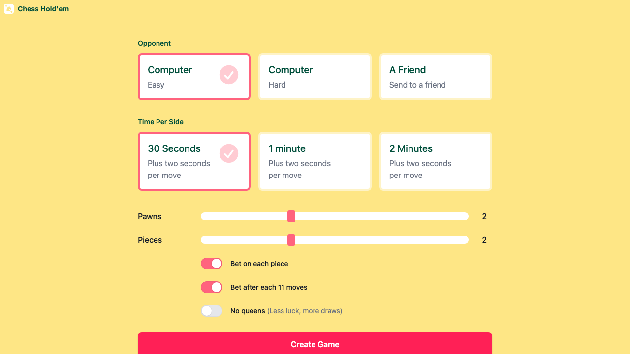 Chess Hold'em screenshot