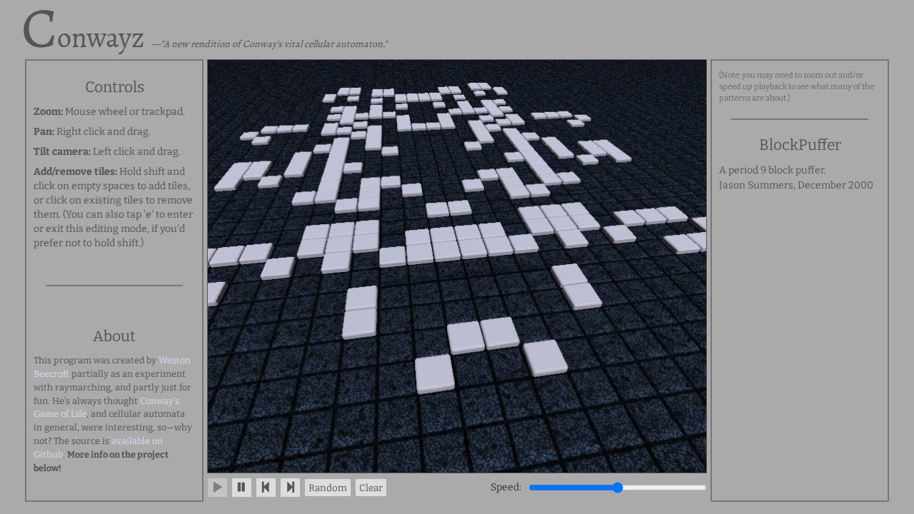 Conway's Game of Life with Solid Graphics (MIT License) screenshot