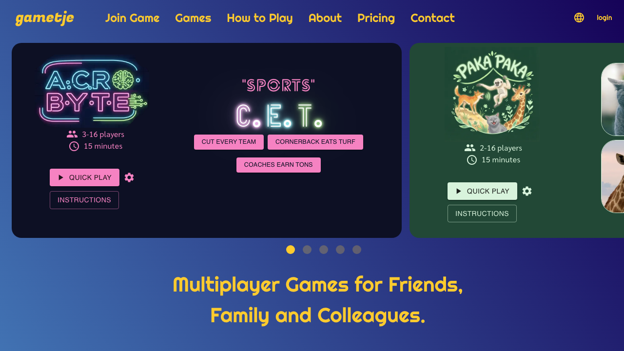 Gametje.com screenshot