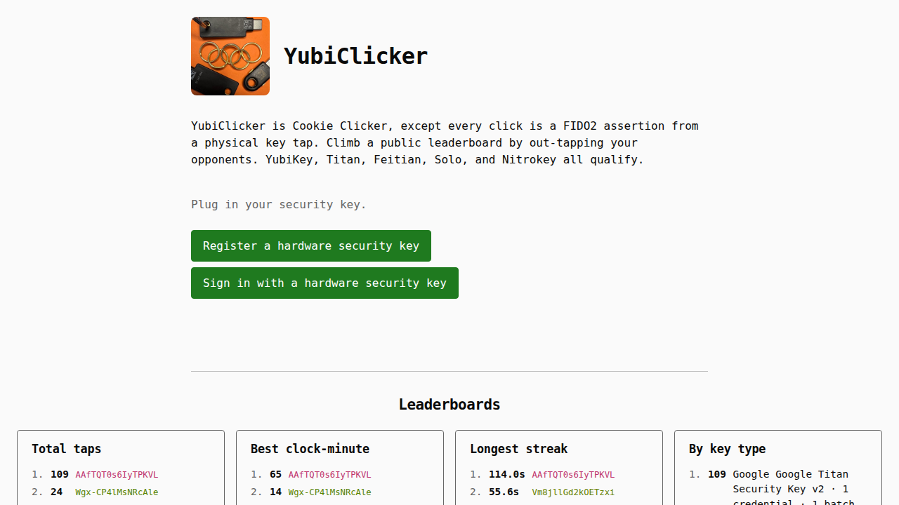 YubiClicker screenshot