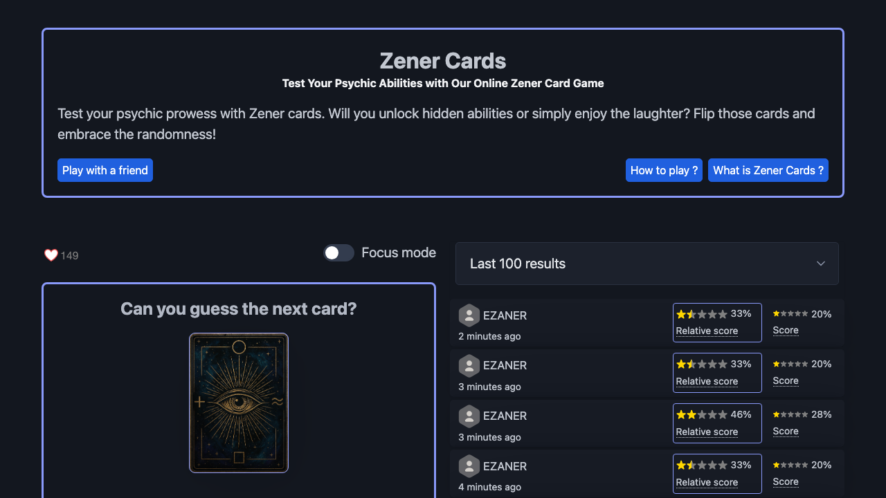 Zener Cards screenshot